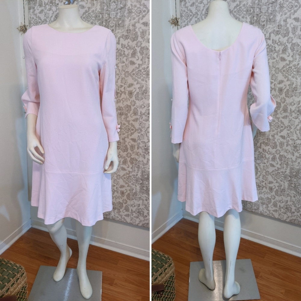Karl Lagerfeld Pastel Balletcore Blush Pink Bow Pearls Dress Chanel